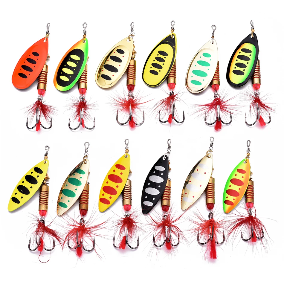

BLUEBROOK Spinner Bait 6.5g 10g 13g Hard Spoon Lures Metal Fishing Lure With Feather Treble Hook Fishing Tackle Bass Fishing