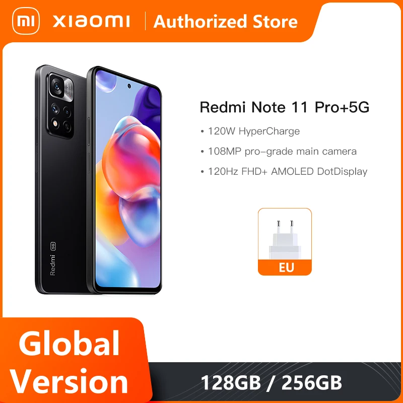Global Version Xiaomi Redmi Note 11 Pro+ 5G Plus Smartphone 120W HyperCharge Dimensity 920 120Hz AMOLED 108MP