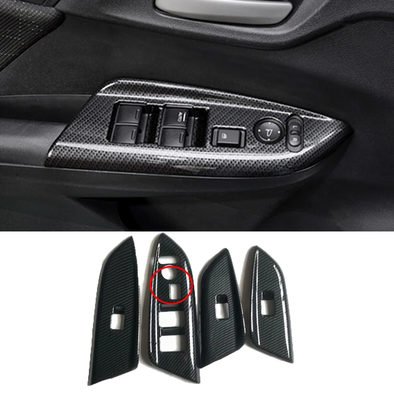 

LHD для Honda FIT JAZZ 2014-2018 карбоновое волокно дверь подлокотник полоса окно подъемник переключатель Крышка переключения передач Передняя панель переменного тока вентиляционная крышка