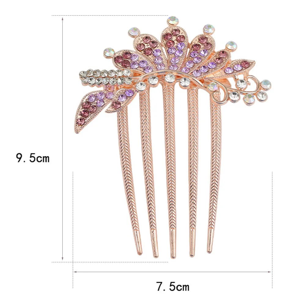 Гребень стразы для волос с пятью зубьями вставка в корону свадебный головной