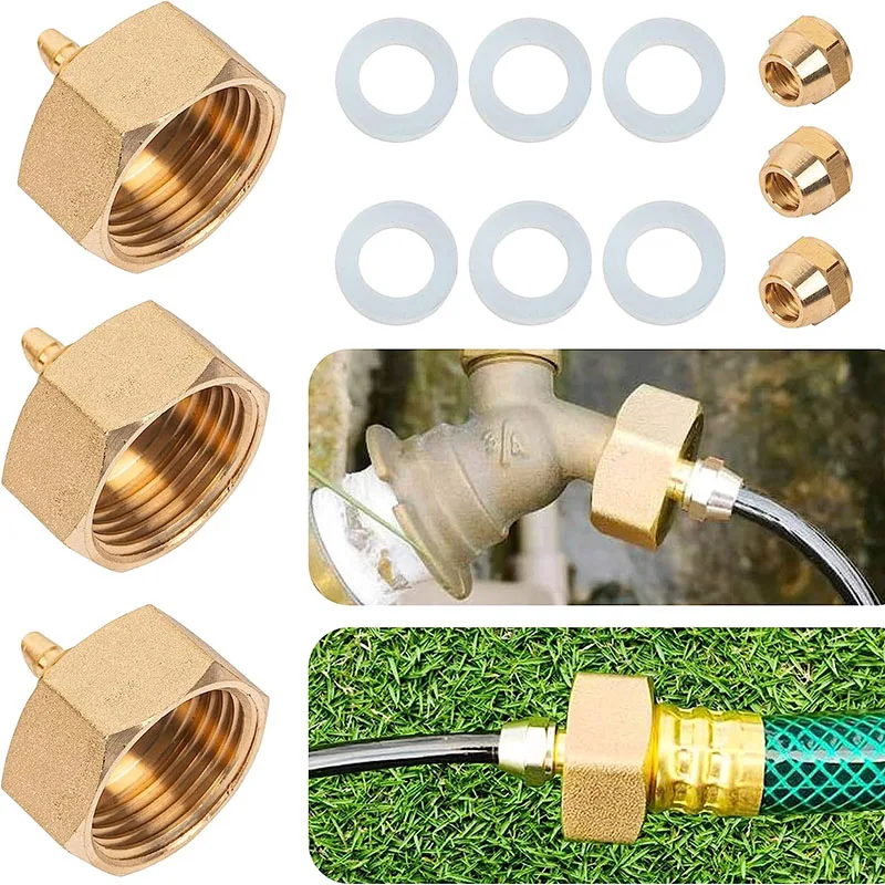 

Set Of 3 Brass Standard 1/2" Female To 1/4" Water Pipe Adapters