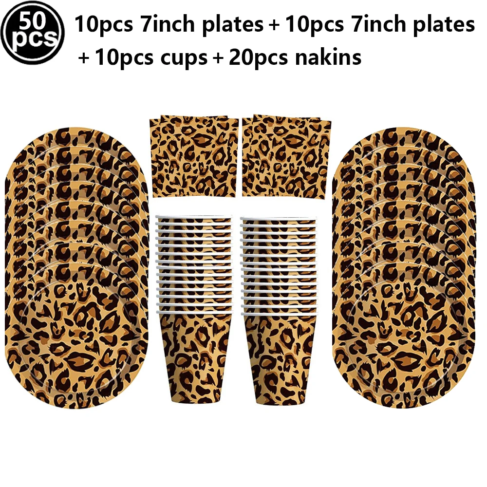 

Одноразовый набор посуды с леопардовым принтом