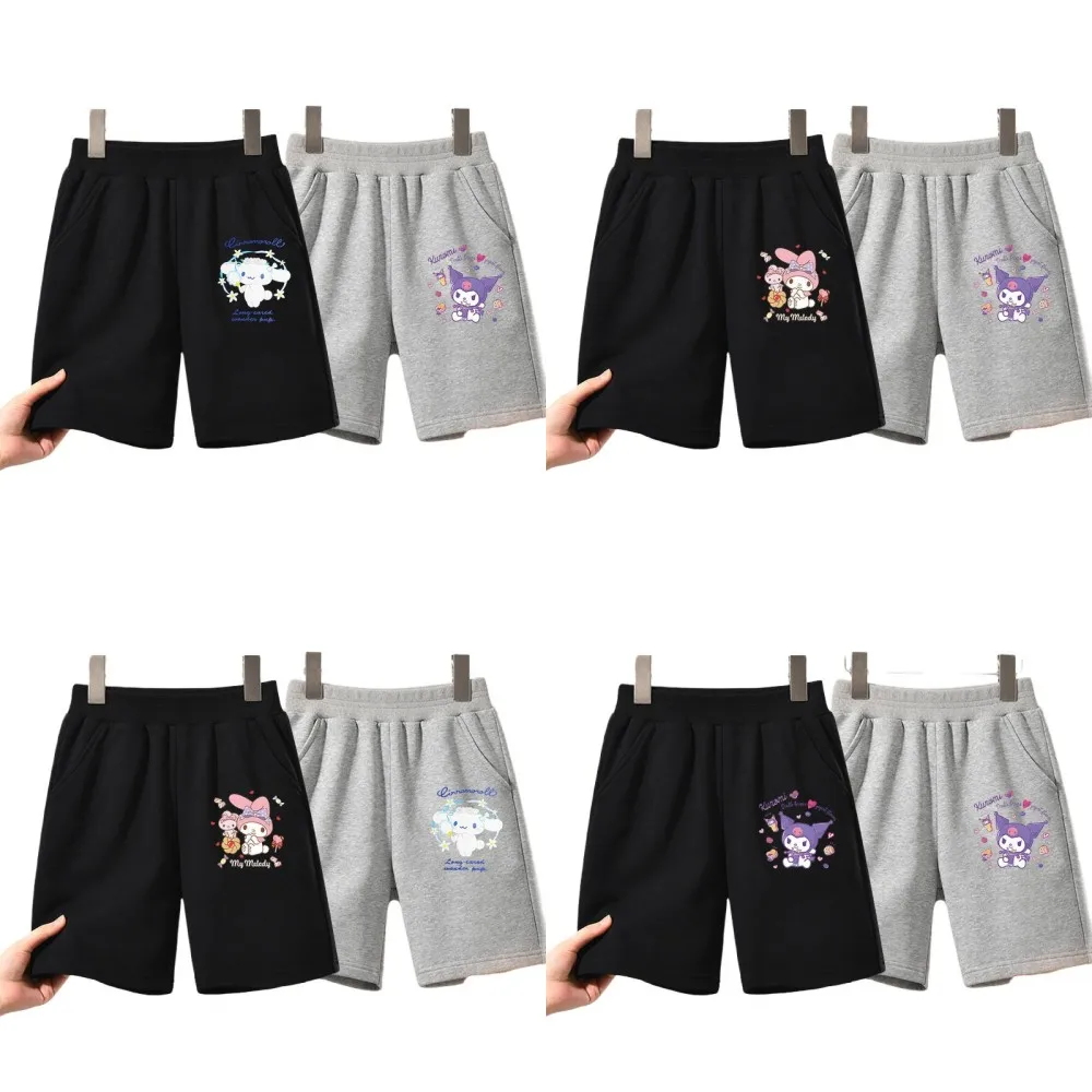 

Шорты детские Sanrios в стиле аниме, тонкие спортивные штаны для девочек, с персонажами из мультфильма Cinnamoroll Kuromi My Melody, милые свободные, летние