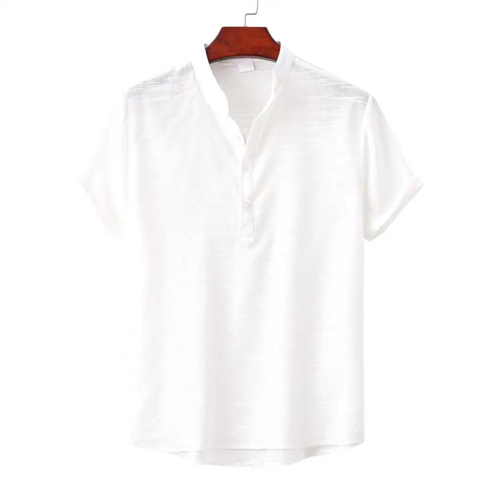 

2022 Summer Loose Men Shirt Short Sleeve Casual Solid Breathable Quick Drying Blouse Plus Size Men Tops for Daily Wear