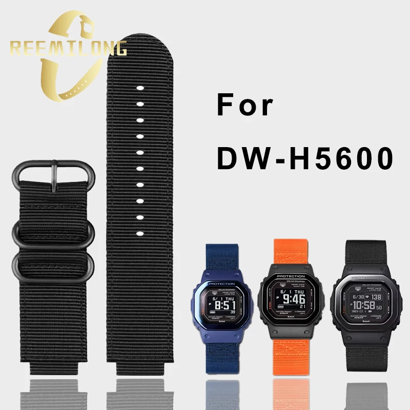 Нейлоновый холщовый ремешок для часов CASIO G-shock DW-H5600 специальный выпуклый