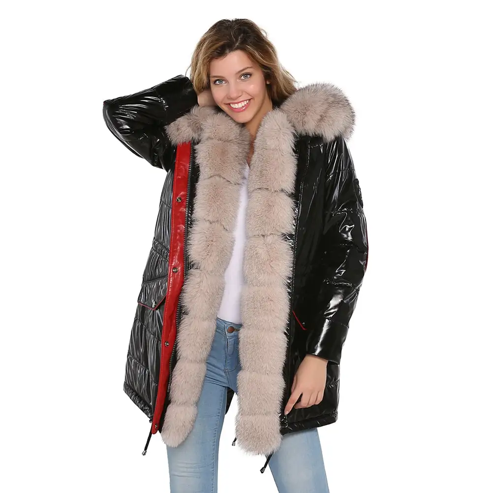 Black red real fur women coat, real fur coat, real fur clothing, fur vest, fur Anorak, real fur Parka