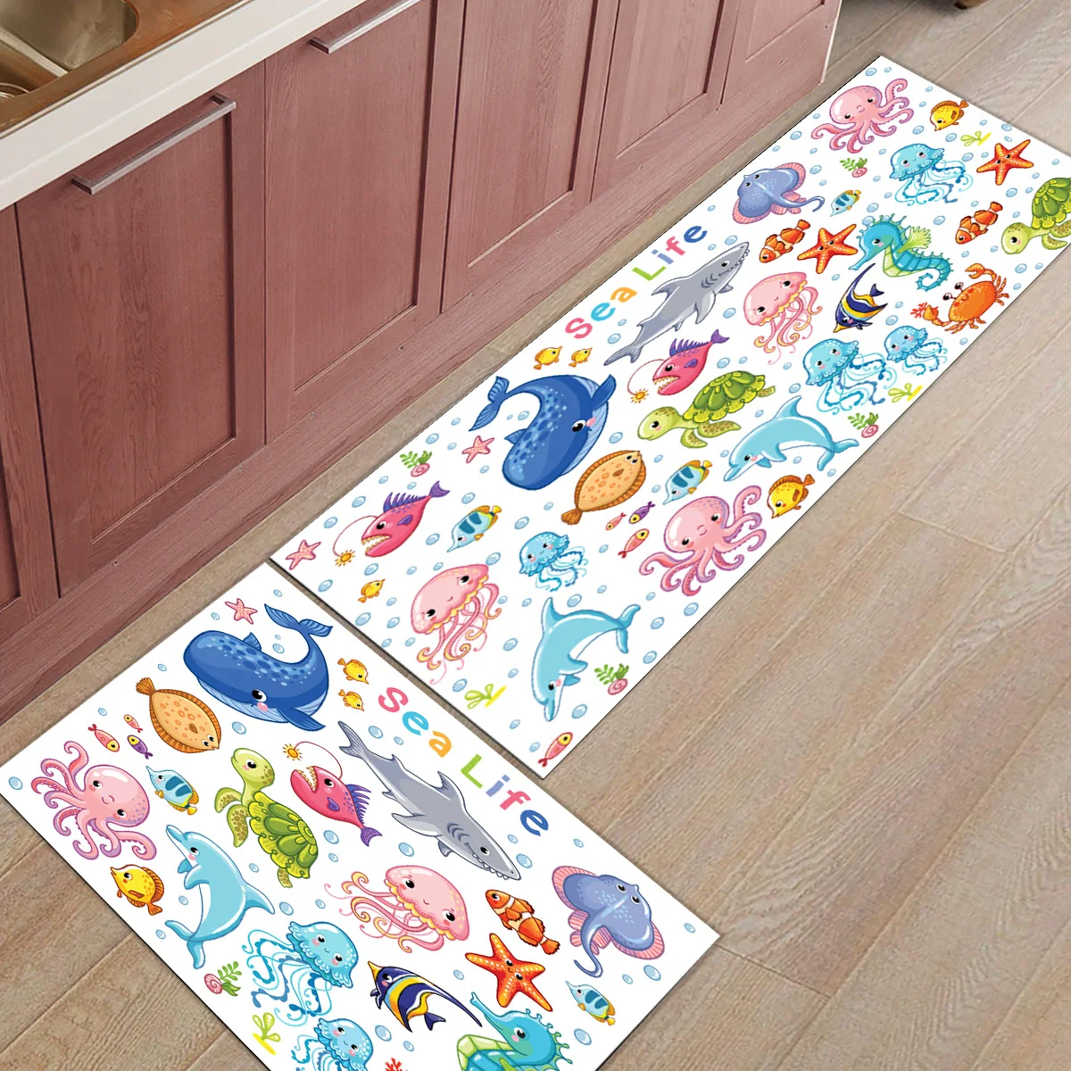 

Undersea Animals Sae Life Cartoon Long Kitchen Carpet Floor Home Entrance Doormat Bedroom Living Room Decor Rug Hallway Mat
