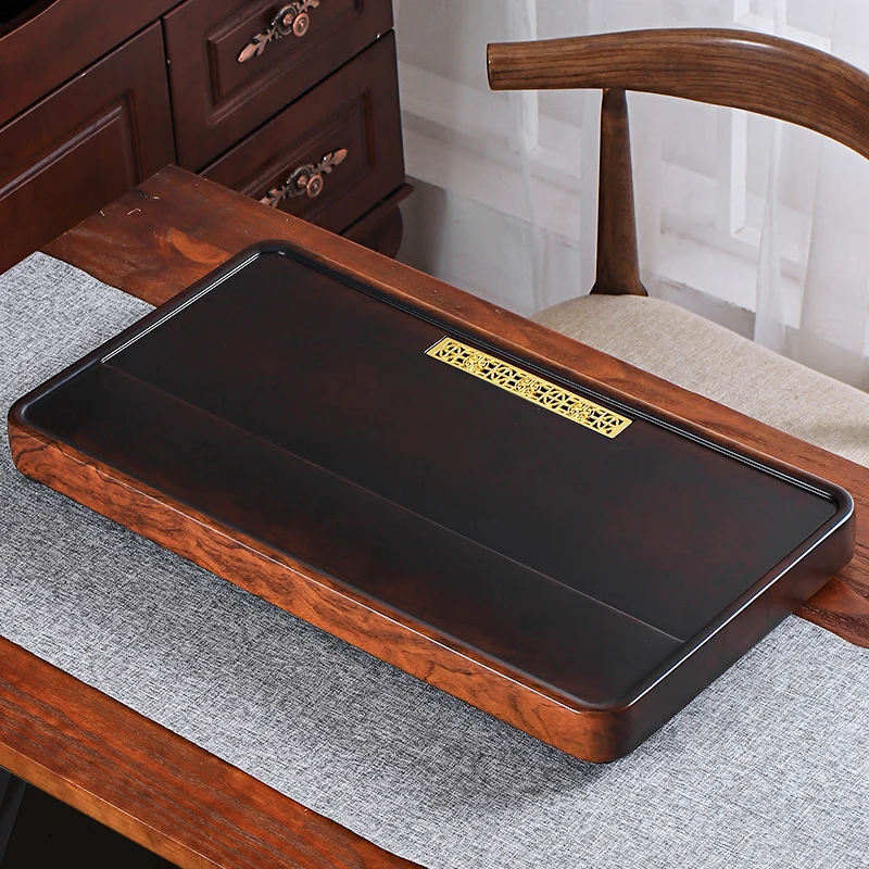 

Большие деревянные чайные подносы, Роскошный дизайнерский поднос для черного чая, прямоугольный поднос с дренажом, семейный чайный набор ...