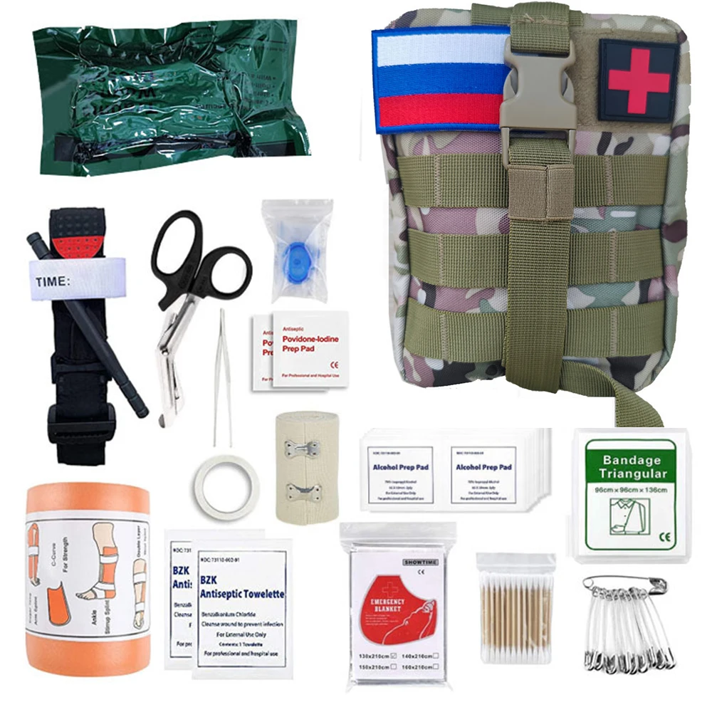 

46 Pcs Outdoor First Aid Kit Tactical Molle Medical Bag Hunting Camping Climbing Military EDC Waist Pack Emergency Survival Bag