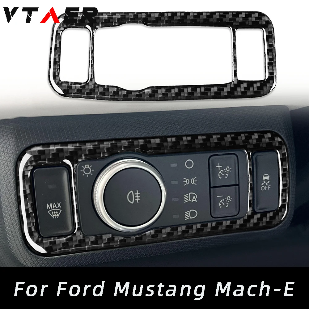 

Для Ford Mustang Mach E 2021 2022 аксессуары для интерьера карбоновая головка переключатель света декоративная панель 1 шт. Стайлинг автомобиля