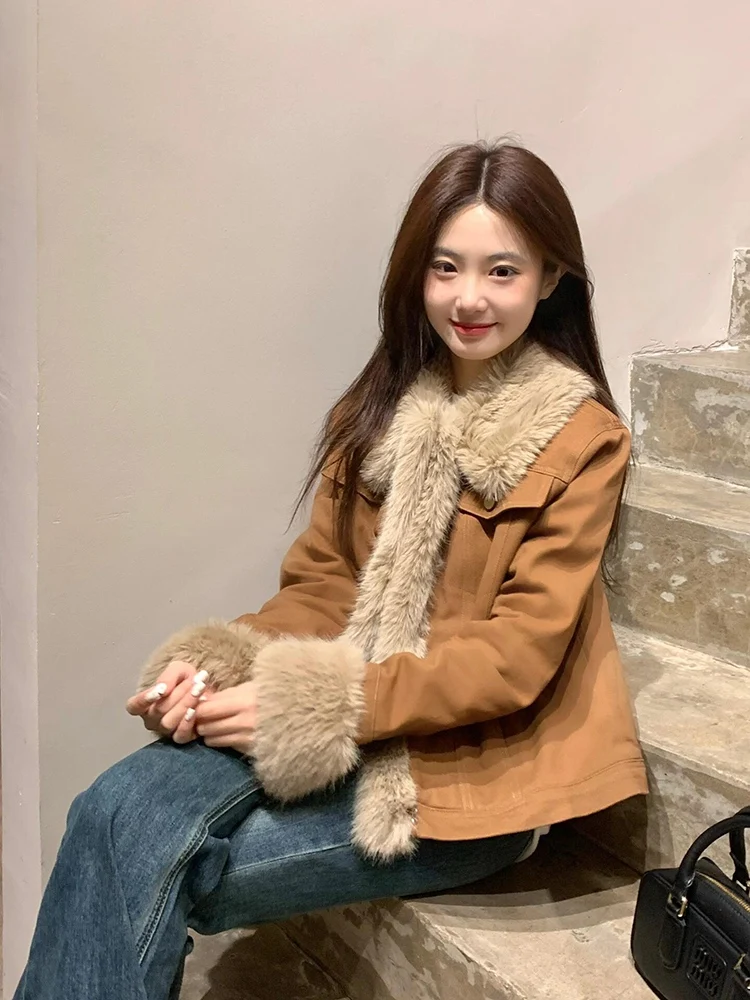 Пушистая верхняя одежда для женщин зима 2024 новая утолщенная темпераментная