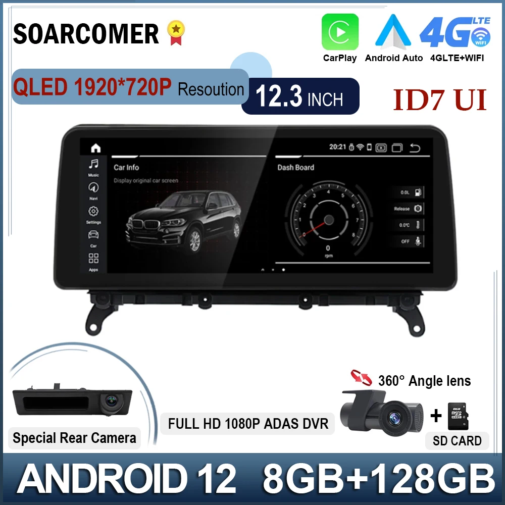 12.3&quot Android 12 1920*720P Multimedia Carplay Navigation Player For BMW X3 F25 X4 F26 CIC NBT 2011 - 2016 Car Radio GPS Monitor купить | Отзывы и видеообзор
