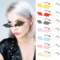 trendy metal frame sun glasses party bat shaped women sunglasses slim sunglasses rimless