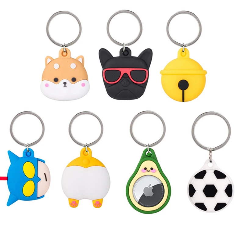 

For AirTag Case Locator Cute Cartoon Dog Shark Soft Silicone Case For Apple AirTags Cover Tracker Dog Locator Keychain