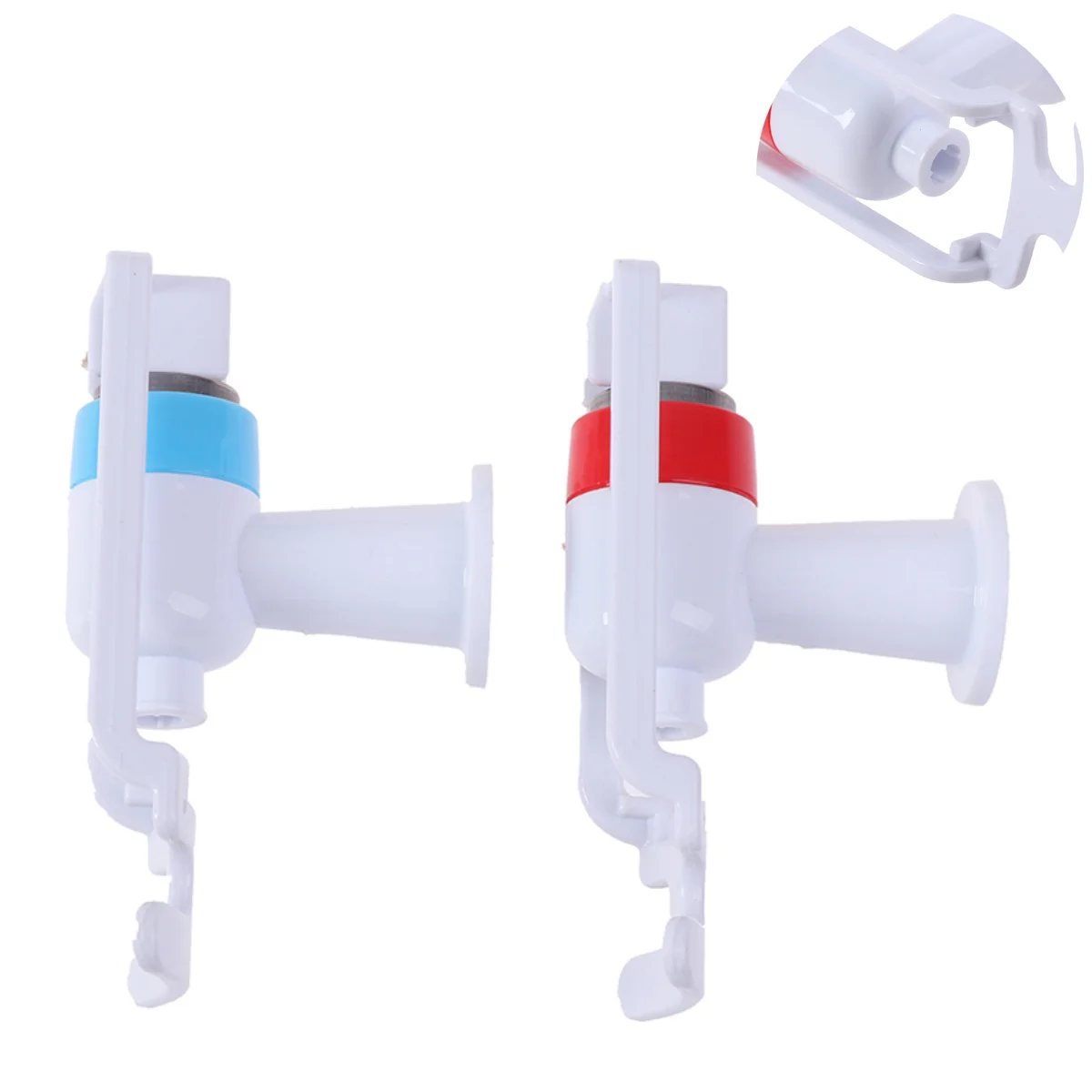 

White Plastic Tap Faucet 2 Pcs Water Dispenser Replacement Push Round Type