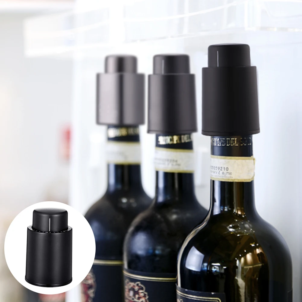 

Black ABS Vacuum Wine Bottle Stopper Sealed Storage Vacuum Memory Wine Stopper Push Style Bar Barware Wine Cork Tools