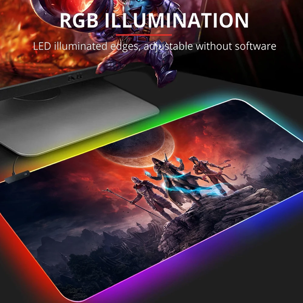 

The Elder Scrolls V Skyrim RGB Mouse Pad Alfonbrilla Raton Ordenador Mousepad LED Mause Pad No-slip with Backlit Tapis De Souris