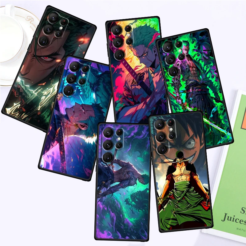 Zoro аниме O-One P-Piece мультфильм для Samsung Galaxy S24 S23 S22 S21 S20 FE S10 S10E Plus Ultra Pro Lite 5G черный