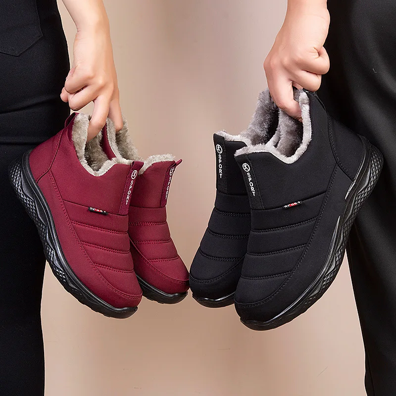 2022 Warm Winter Boots Women Waterproof Snow Men Shoes Flat Casual Winter Shoes Ankle Boots for Women Plush Couple Shoes