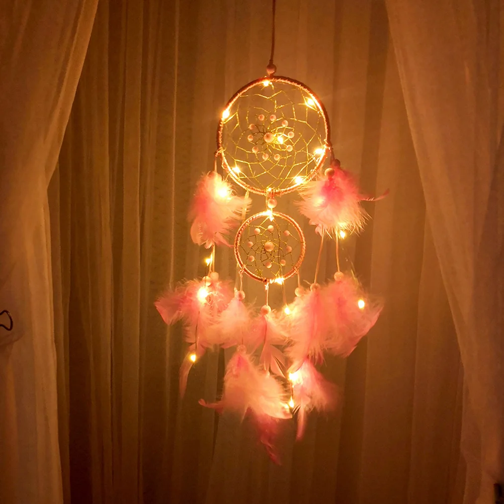 

1Pc Golden Silk Hand-woven Dream Catcher Christmas Festival Wind Chime Pendant Home Wall Car Hanging Decoration with Light