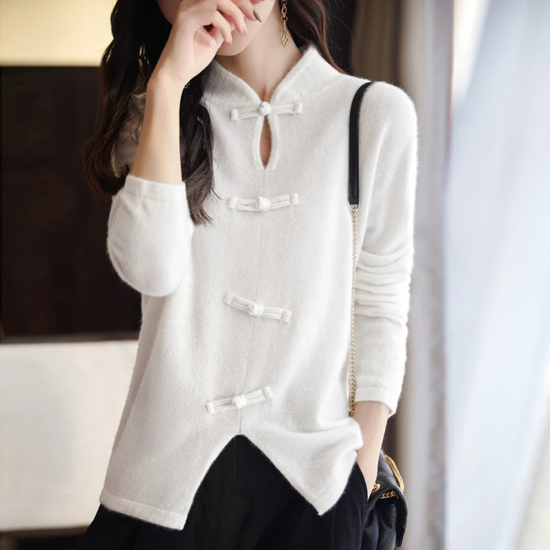 Осенне-зимний Кардиган QIHROMO из 100% чистой шерсти женский свободный тяжелый