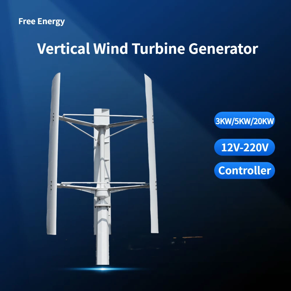 

3000W 5000W 20000W Free Energy Big Windmill Vertical Wind Turbine Generator 3KW 5KW 20KW With MPPT Hybrid Controller Inverter