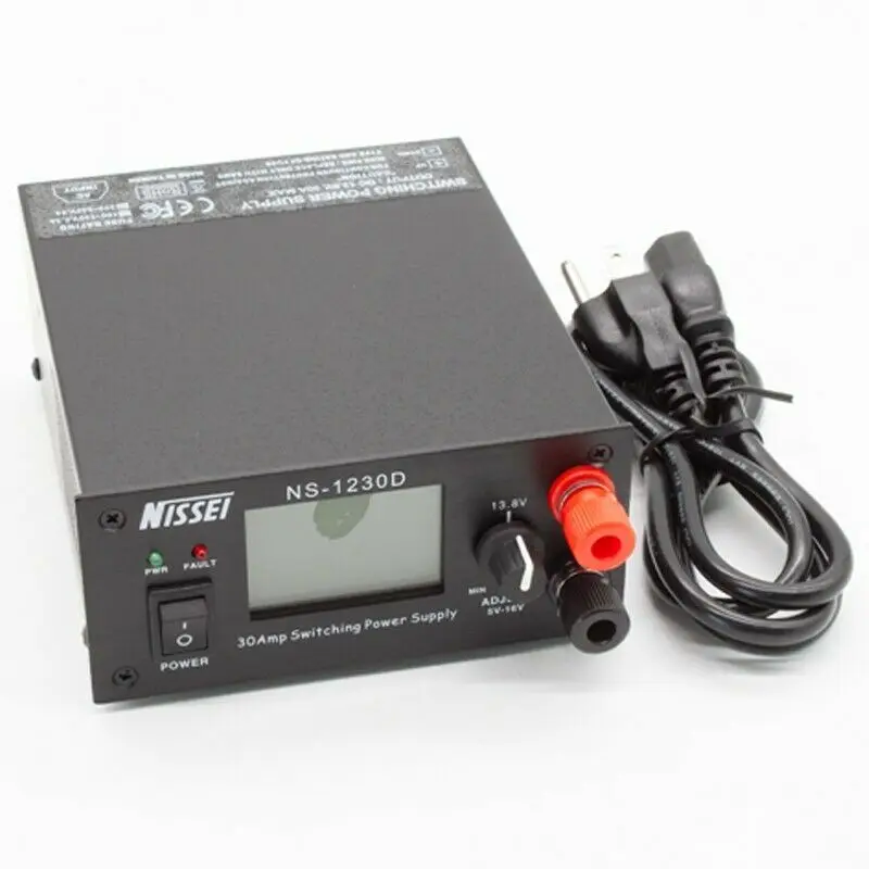 Original Nissei NS-1230D Radio Communication Switching Power Supply 13.8V 25A 5-16V Adjustable AC 110V/230V Power Meter NS1230D