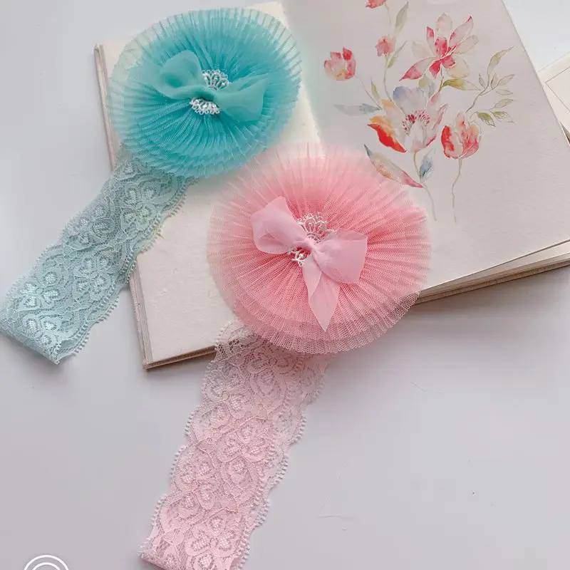

New children's headband bow lace headband