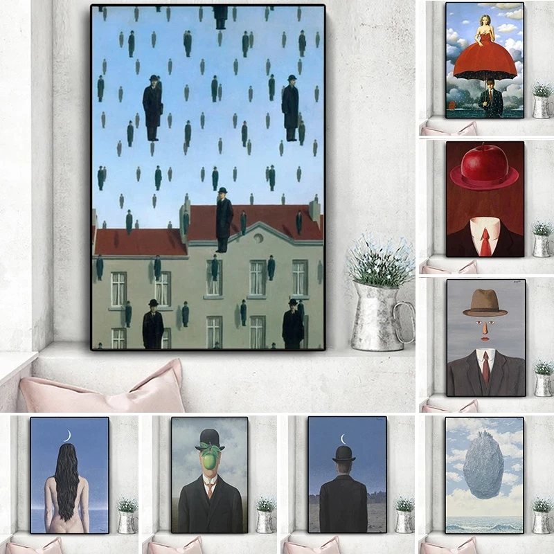 

Rene Magritte Canvas Painting Surrealism Classic Artwork Reproduction Posters and Print Wall Art Picture for Living Room Cuadros