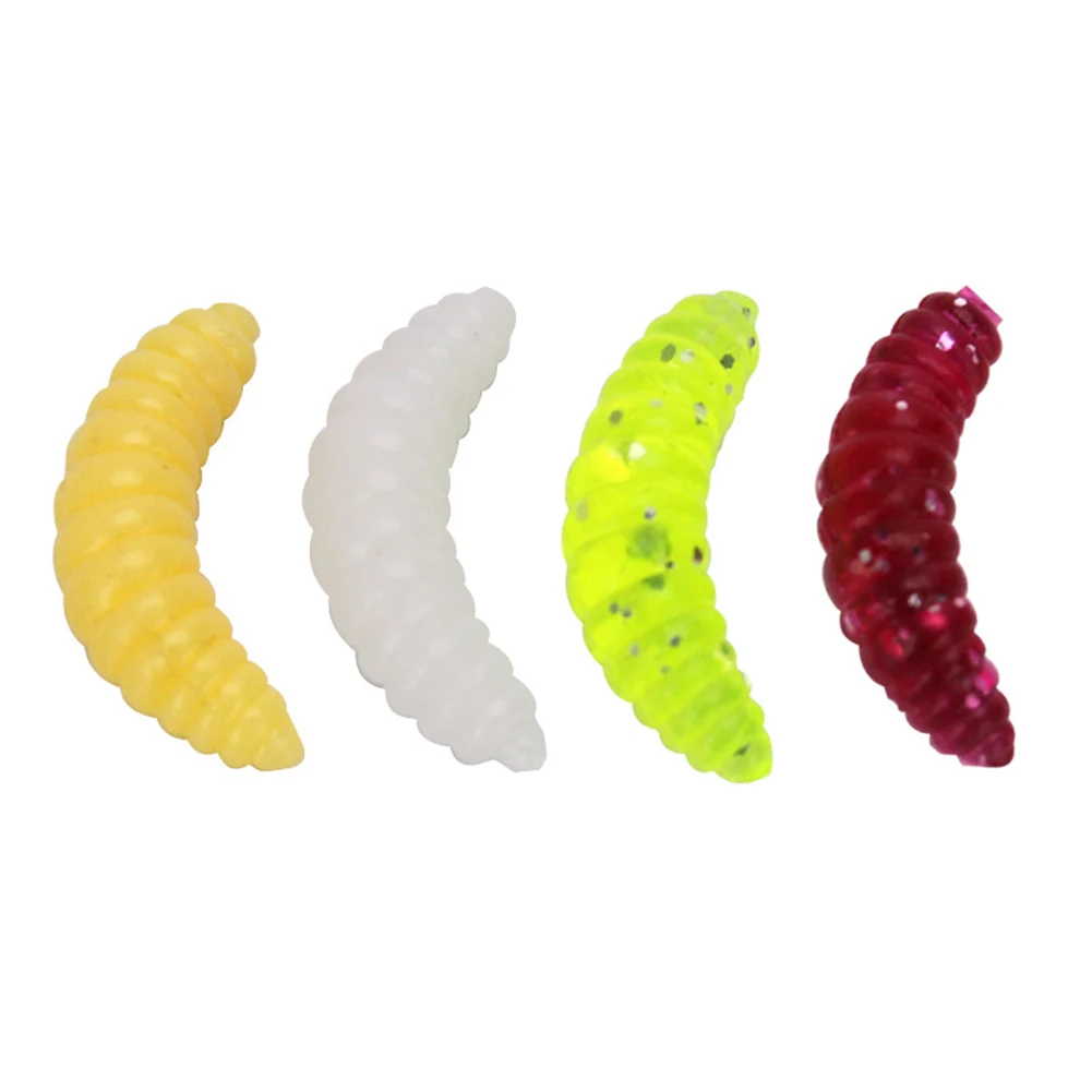 

100pc Maggot Soft Bait 2cm 0 5g Grub Lure Glow Shrimps with Essential Smell for Successful Fishing Experiences