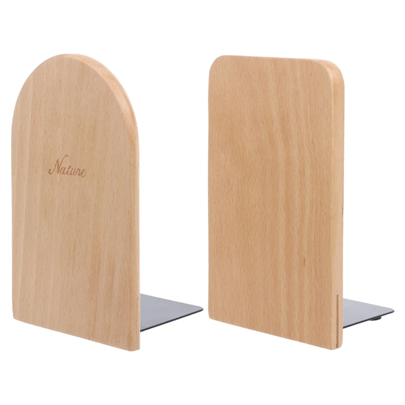 

L21B Nature Wooden Desktop Organizer Desktop Office Home Bookends Anti-skid Book Ends Stand Holder Shelf