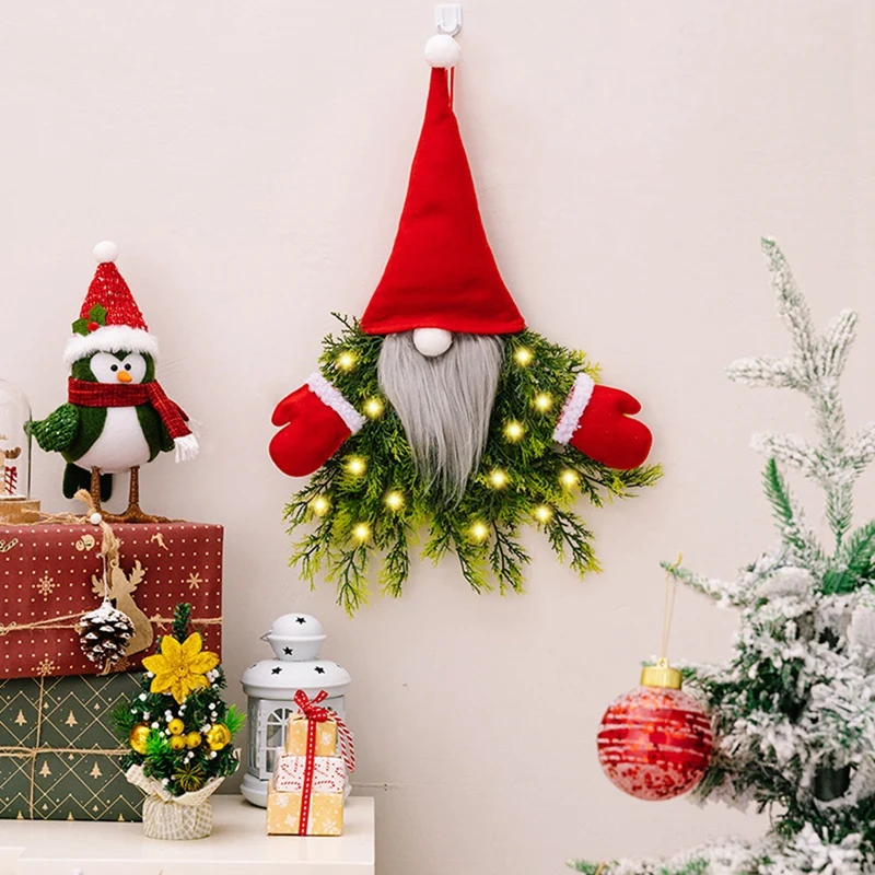 Рождественский венок для пожилых людей светящийся без лица как показано