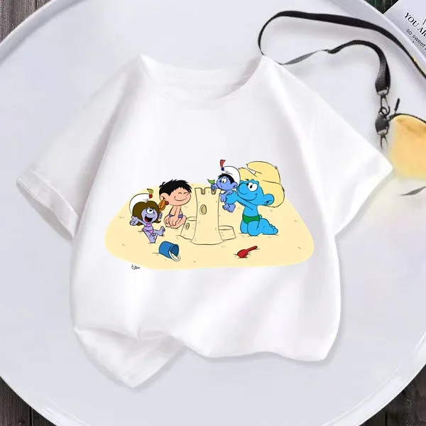 Smurfs omeloned Детская одежда Одежда для девочек мальчиков летняя детская футболка