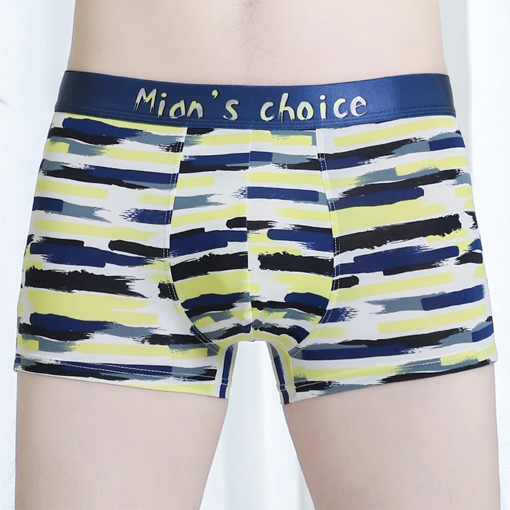 

Mens Ice Silk Boxer Briefs Striped Underwear Male Breathable Underpants Male Sexy Stretch Seamless Boxer Shorts Ultra-thin Panty