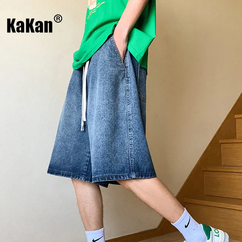 Kakan - Summer New Vintage Denim Shorts Men's Wear, Relaxed Casual Versatile Capris Jeans K24-KJ502