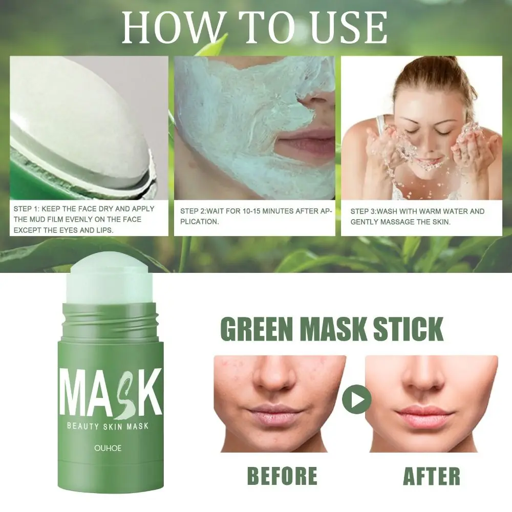 

For All Skin Types Tighten Pores Acne For Face Blackheads Deep Facial Cleansing Smudge Mask Mud Mask Green Tea Mask Stick