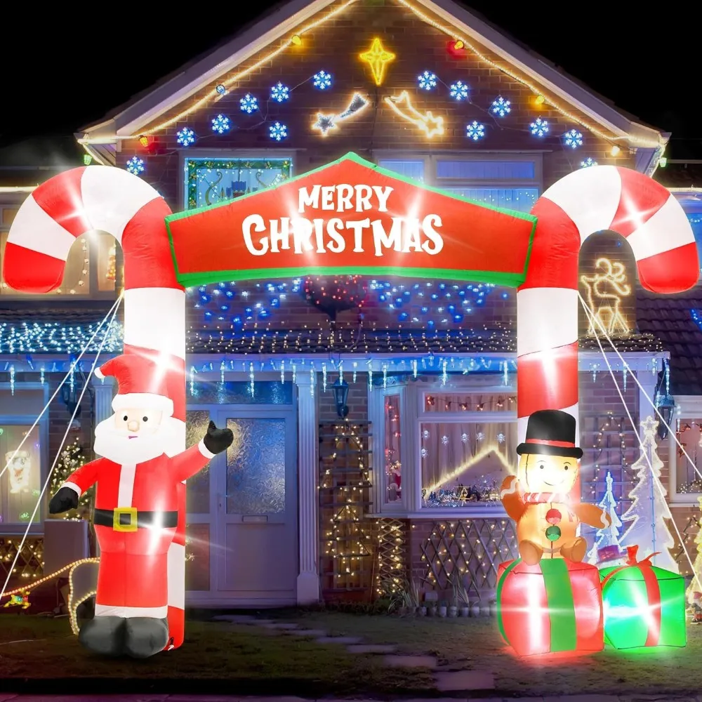 

Melisheer 12 футов Рождественская елка освещенная Рождественская Арка надувные украшения для входной Двери крыльца лужайка арка