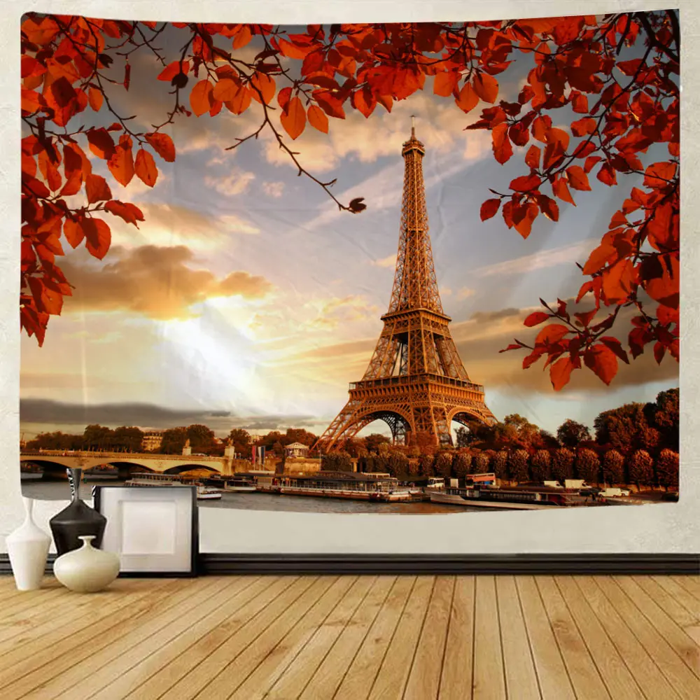 

Eiffel Tower Tapestry Ancient Building Wall Hanging Sandy Beach Picnic Rug Camping Tent Sleeping Pad Home Decor Bedspread Sheet