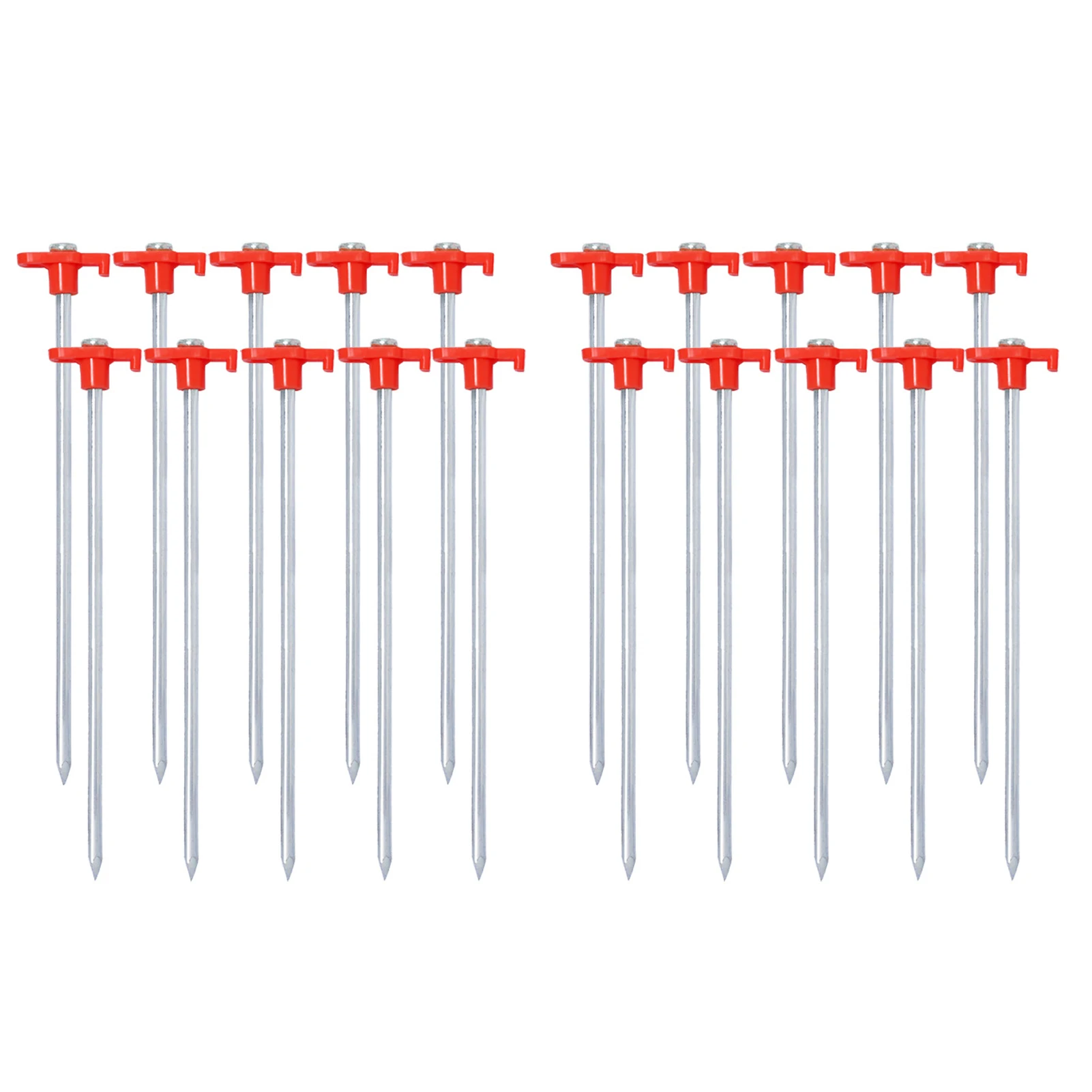 

20pcs 25cm Tent Stake For Hard Ground Heavy Duty Durable Extra Strong Long Awning Accessories Iron With PVC Toppers Rock