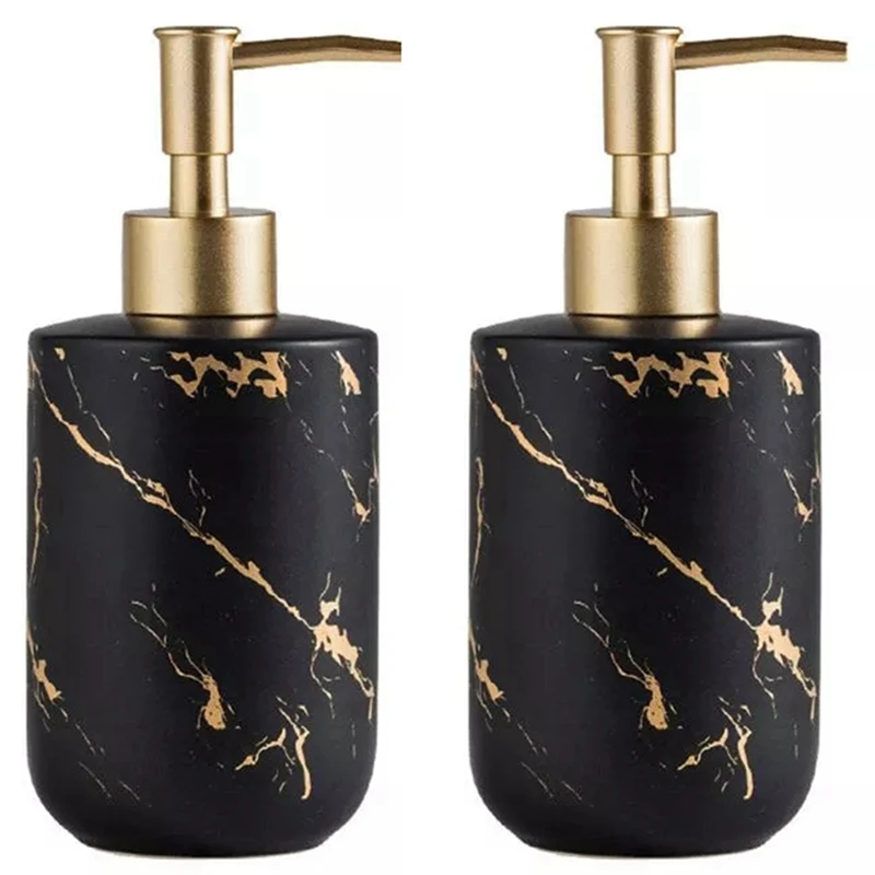

2X 300ML Ceramics Emulsion Bottles Creative Latex Bottles Liquid Soap Dispensers Bathroom Set Home Decor -Black Matte