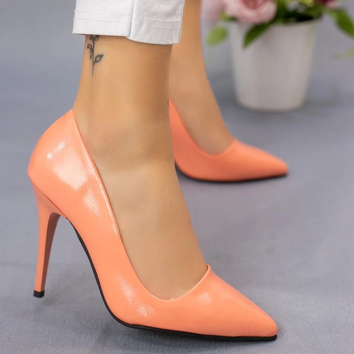 

Tonar Reme Camel Patent Leather Stiletto Women 'S Shoes Spring Summer Elegant Style Casual Cool Casual New Season Daily