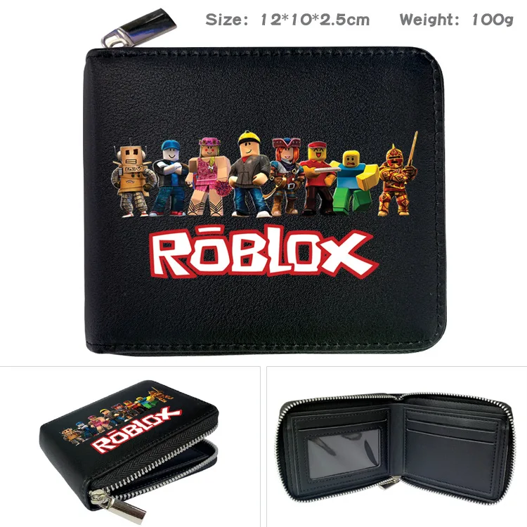Zipper PU Wallet Coin Purse Around The Virtual World ROBLOX Game Half-fold Short Wallet Wallet Card Bag Gift for Girls Kids Boys