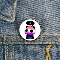 gender fluid pride panda hi pin custom brooches shirt lapel teacher bag backpacks badge cartoon giftbrooches pins for women