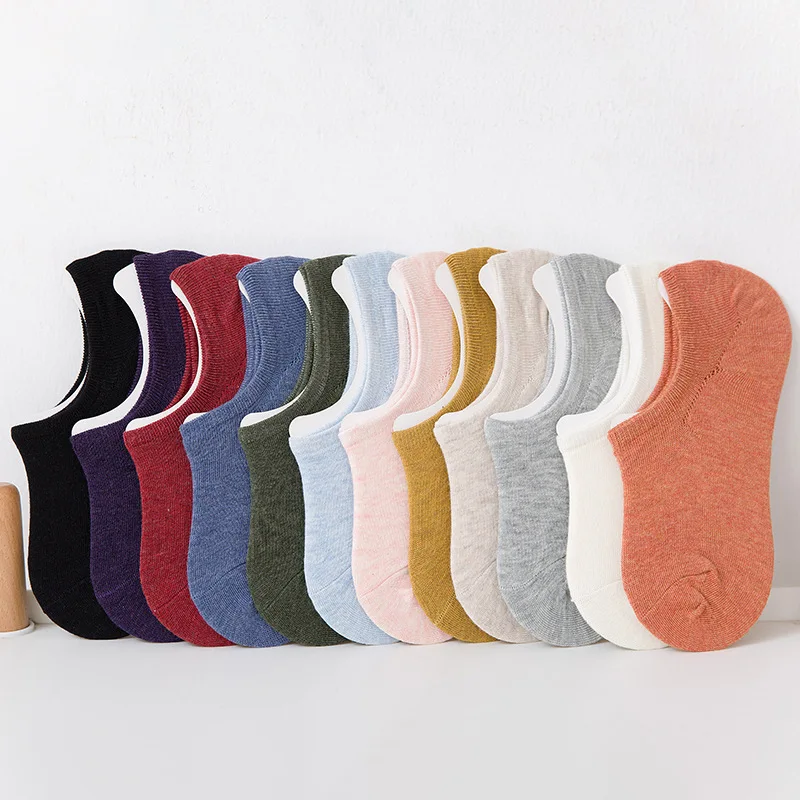 

Летние носки-лодочки женские тонкие однотонные носки-невидимки в японском стиле Instagram дышащие и Нескользящие хлопковые носки с закрытым но...