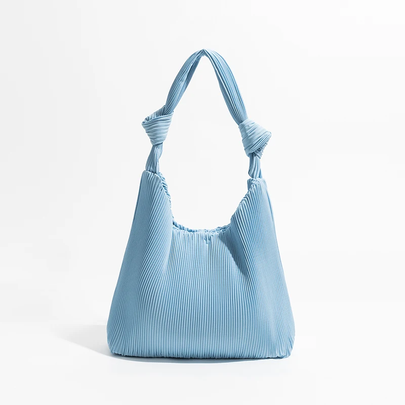 

Fashion Pleated Knot Women Shoulder Purse Designer Ruched Hobos Tote Bag Light Weight Nylon Handbags Casual Summer Shopper Purse