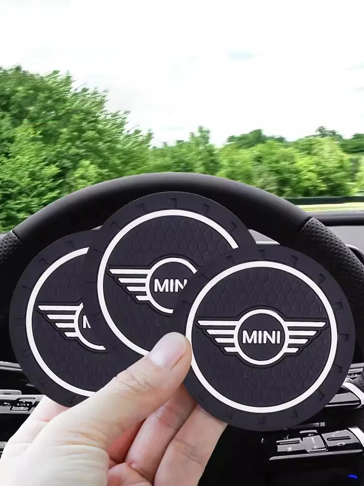 Фото 2 шт. противоскользящие коврики-подставки для подстаканников с логотипом BMW MINI Cooper R53 R52 R50 One JCW Clubman Countryman WORKS, аксессуары №4