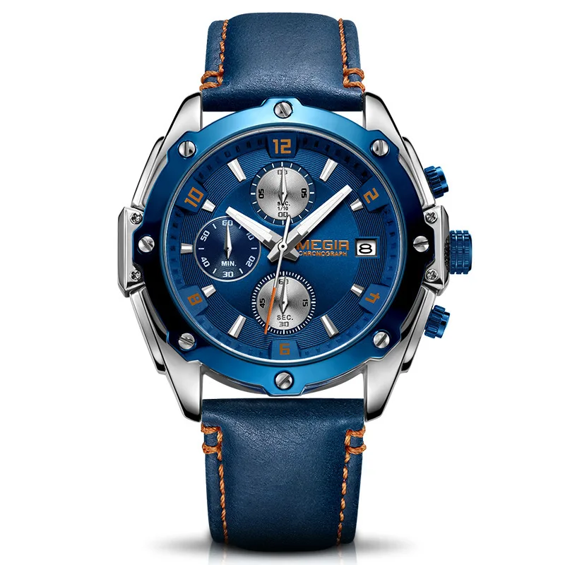 

Relogio Masculino MEGIR Luxury Brand Men Analog Leather Sports Chronograph Watches Men's Military Watch Male Date Quartz Clock