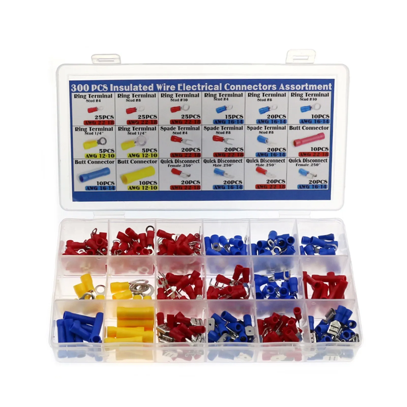 

300 шт. изолированные электрические соединители для проводов стык, кольцо, лопатка, быстроразъемный Обжим