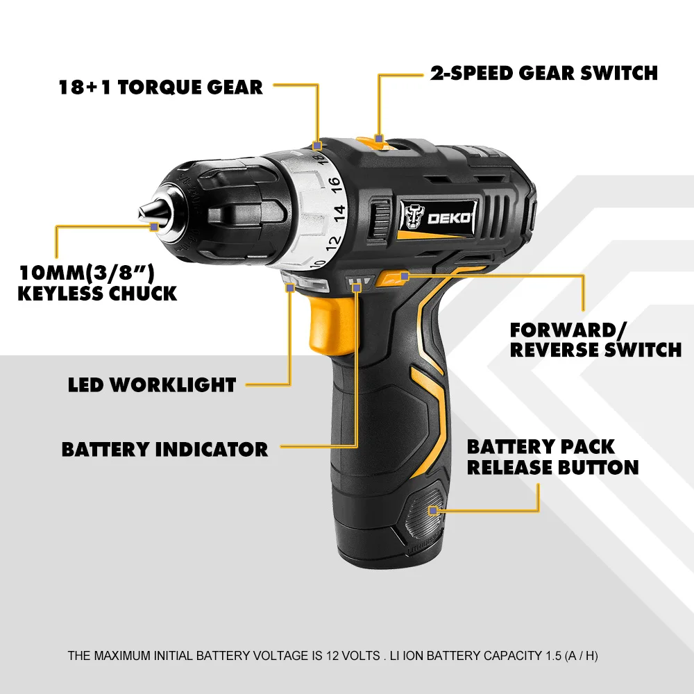 Аккумуляторная дрель DEKO GCD12DU3 |