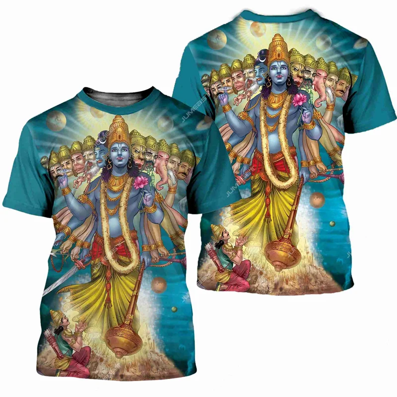 Футболка мужская унисекс с принтом богини и Шивы винтажная коротким рукавом